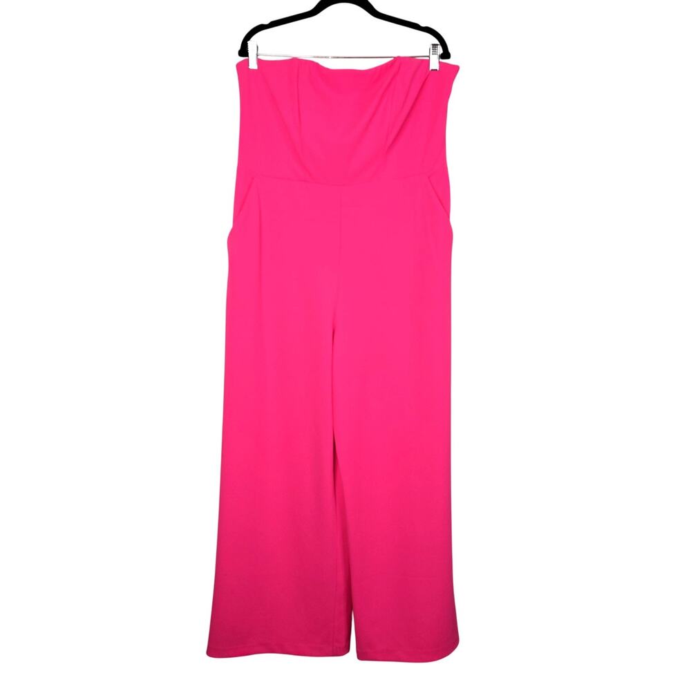 Express Jumpsuit Womens XL Pink Strapless Wide Leg Pockets Formal Party Diva NEW
